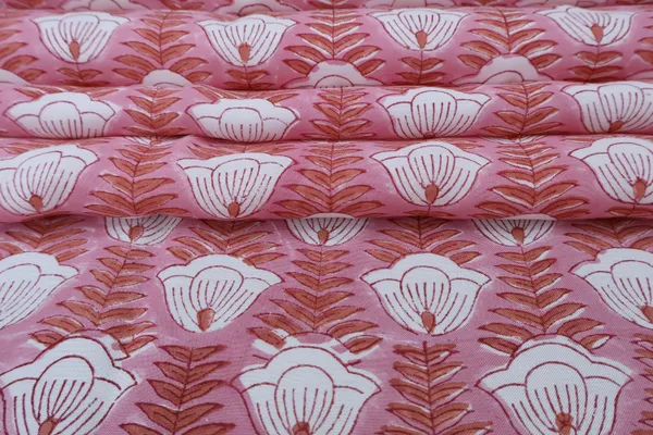 Pink_Cotton_Traditional_Floral_Hand_Block_Print_Unstiched_Material_For_Men's_Kurta_Shirts_&_Women's_Kurti_and_Other_Dress_Material