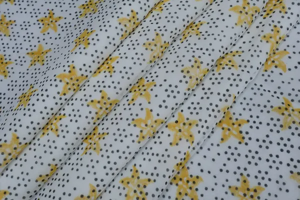 Yellow_Cotton_Traditional_Floral_Hand_Block_Print_Unstiched_Material_For_Men's_Kurta_Shirts_&_Women's_Kurti_and_Other_Dress_Material