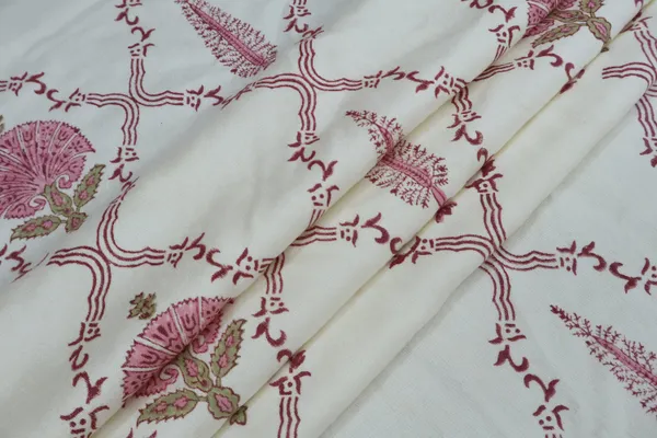 Pink_Cotton_Traditional_Floral_Hand_Block_Print_Unstiched_Material_For_Men's_Kurta_Shirts_&_Women's_Kurti_and_Other_Dress_Material