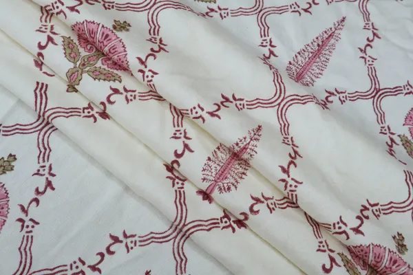 Pink_Cotton_Traditional_Floral_Hand_Block_Print_Unstiched_Material_For_Men's_Kurta_Shirts_&_Women's_Kurti_and_Other_Dress_Material