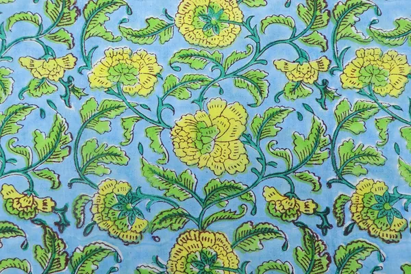 Blue_Cotton_Traditional_Floral_Hand_Block_Print_Unstiched_Material_For_Men's_Kurta_Shirts_&_Women's_Kurti_and_Other_Dress_Material