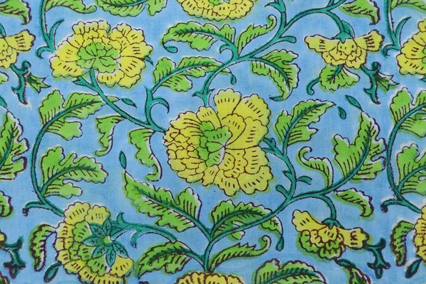 Blue_Cotton_Traditional_Floral_Hand_Block_Print_Unstiched_Material_For_Men's_Kurta_Shirts_&_Women's_Kurti_and_Other_Dress_Material