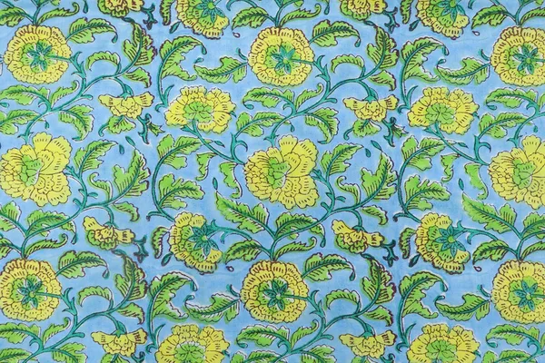 Blue_Cotton_Traditional_Floral_Hand_Block_Print_Unstiched_Material_For_Men's_Kurta_Shirts_&_Women's_Kurti_and_Other_Dress_Material