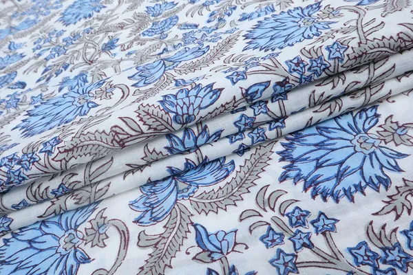 Blue_Cotton_Traditional_Floral_Hand_Block_Print_Unstiched_Material_For_Men's_Kurta_Shirts_&_Women's_Kurti_and_Other_Dress_Material