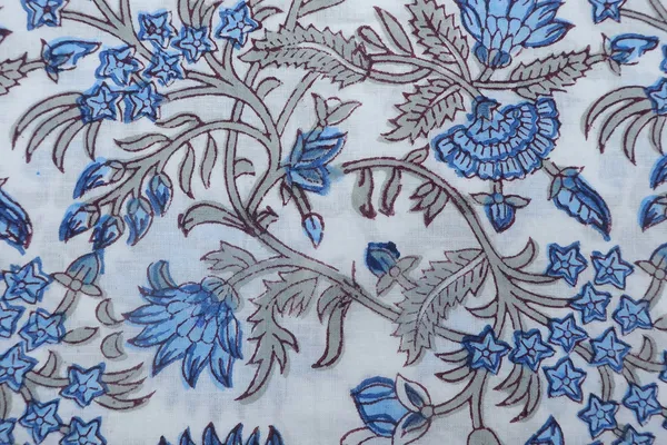 Blue_Cotton_Traditional_Floral_Hand_Block_Print_Unstiched_Material_For_Men's_Kurta_Shirts_&_Women's_Kurti_and_Other_Dress_Material
