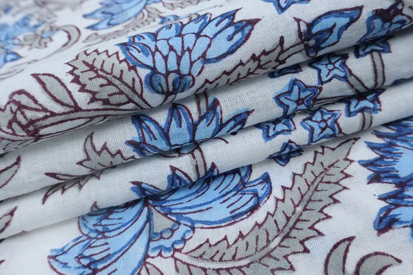 Blue_Cotton_Traditional_Floral_Hand_Block_Print_Unstiched_Material_For_Men's_Kurta_Shirts_&_Women's_Kurti_and_Other_Dress_Material