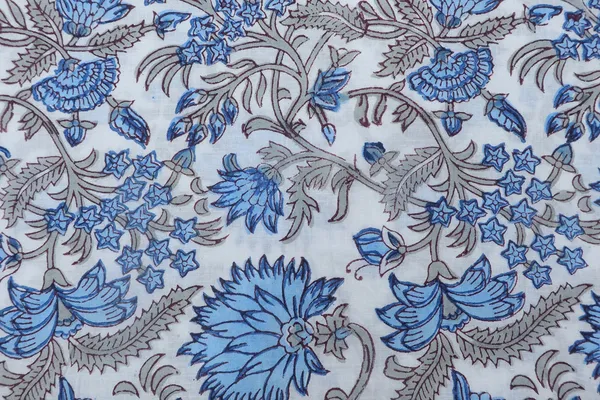 Blue_Cotton_Traditional_Floral_Hand_Block_Print_Unstiched_Material_For_Men's_Kurta_Shirts_&_Women's_Kurti_and_Other_Dress_Material