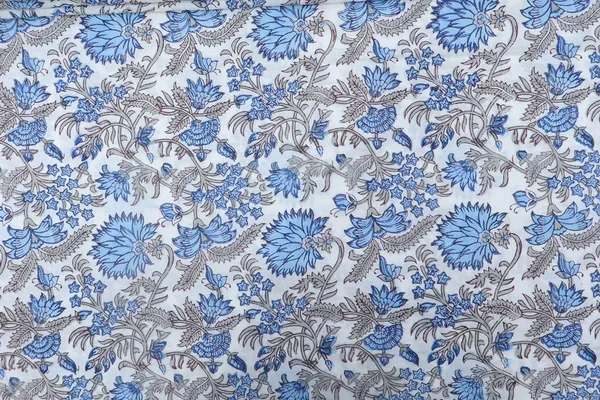 Blue_Cotton_Traditional_Floral_Hand_Block_Print_Unstiched_Material_For_Men's_Kurta_Shirts_&_Women's_Kurti_and_Other_Dress_Material