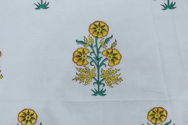 Yellow_Cotton_Traditional_Floral_Hand_Block_Print_Unstiched_Material_For_Men's_Kurta_Shirts_&_Women's_Kurti_and_Other_Dress_Material
