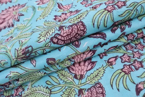 Blue_Cotton_Traditional_Floral_Hand_Block_Print_Unstiched_Material_For_Men's_Kurta_Shirts_&_Women's_Kurti_and_Other_Dress_Material
