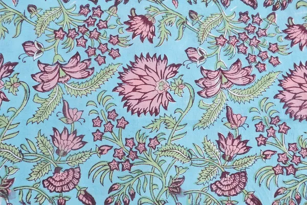 Blue_Cotton_Traditional_Floral_Hand_Block_Print_Unstiched_Material_For_Men's_Kurta_Shirts_&_Women's_Kurti_and_Other_Dress_Material