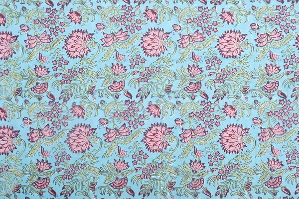 Blue_Cotton_Traditional_Floral_Hand_Block_Print_Unstiched_Material_For_Men's_Kurta_Shirts_&_Women's_Kurti_and_Other_Dress_Material