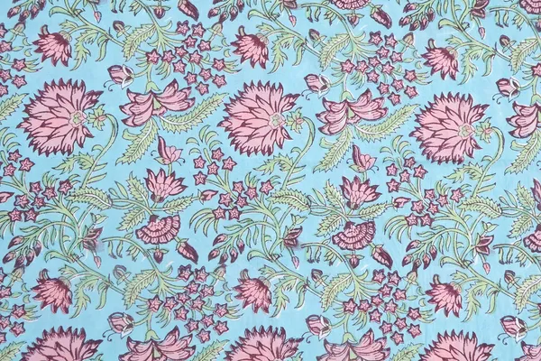 Blue_Cotton_Traditional_Floral_Hand_Block_Print_Unstiched_Material_For_Men's_Kurta_Shirts_&_Women's_Kurti_and_Other_Dress_Material
