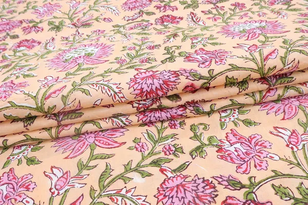 Yellow_Cotton_Traditional_Floral_Hand_Block_Print_Unstiched_Material_For_Men's_Kurta_Shirts_&_Women's_Kurti_and_Other_Dress_Material