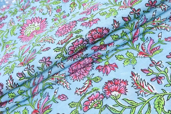 Pink_Cotton_Traditional_Floral_Hand_Block_Print_Unstiched_Material_For_Men's_Kurta_Shirts_&_Women's_Kurti_and_Other_Dress_Material