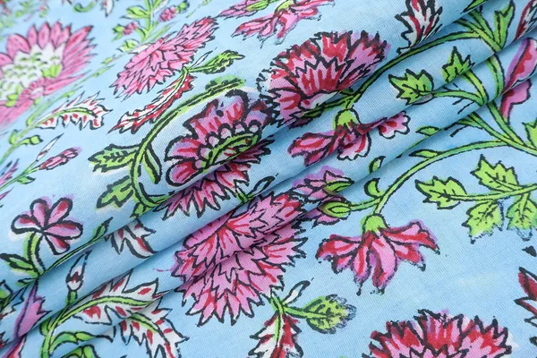 Pink_Cotton_Traditional_Floral_Hand_Block_Print_Unstiched_Material_For_Men's_Kurta_Shirts_&_Women's_Kurti_and_Other_Dress_Material