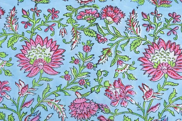 Pink_Cotton_Traditional_Floral_Hand_Block_Print_Unstiched_Material_For_Men's_Kurta_Shirts_&_Women's_Kurti_and_Other_Dress_Material