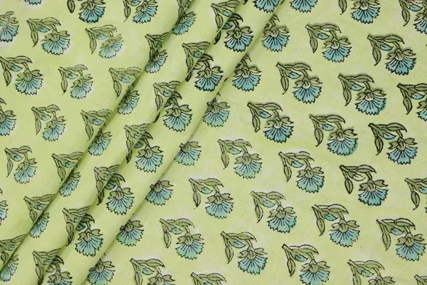 Yellow_Cotton_Traditional_Floral_Hand_Block_Print_Unstiched_Material_For_Men's_Kurta_Shirts_&_Women's_Kurti_and_Other_Dress_Material
