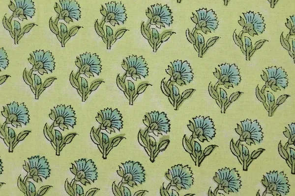 Yellow_Cotton_Traditional_Floral_Hand_Block_Print_Unstiched_Material_For_Men's_Kurta_Shirts_&_Women's_Kurti_and_Other_Dress_Material