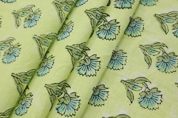 Yellow_Cotton_Traditional_Floral_Hand_Block_Print_Unstiched_Material_For_Men's_Kurta_Shirts_&_Women's_Kurti_and_Other_Dress_Material
