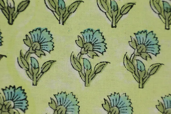 Yellow_Cotton_Traditional_Floral_Hand_Block_Print_Unstiched_Material_For_Men's_Kurta_Shirts_&_Women's_Kurti_and_Other_Dress_Material