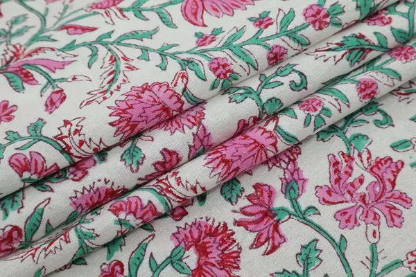 Pink_Cotton_Traditional_Floral_Hand_Block_Print_Unstiched_Material_For_Men's_Kurta_Shirts_&_Women's_Kurti_and_Other_Dress_Material
