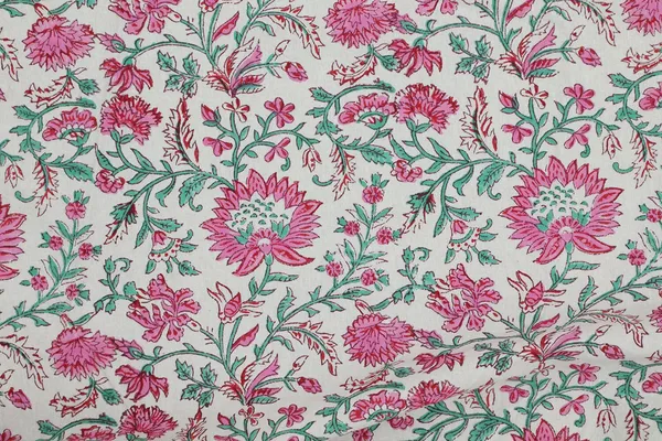 Pink_Cotton_Traditional_Floral_Hand_Block_Print_Unstiched_Material_For_Men's_Kurta_Shirts_&_Women's_Kurti_and_Other_Dress_Material