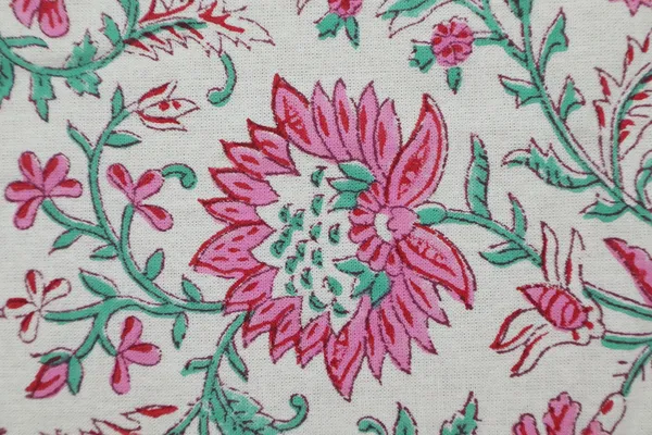 Pink_Cotton_Traditional_Floral_Hand_Block_Print_Unstiched_Material_For_Men's_Kurta_Shirts_&_Women's_Kurti_and_Other_Dress_Material