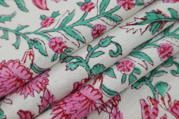 Pink_Cotton_Traditional_Floral_Hand_Block_Print_Unstiched_Material_For_Men's_Kurta_Shirts_&_Women's_Kurti_and_Other_Dress_Material