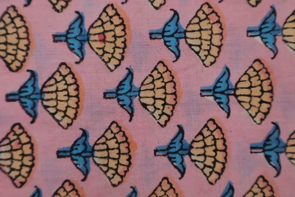 Pink_Cotton_Traditional_Floral_Hand_Block_Print_Unstiched_Material_For_Men's_Kurta_Shirts_&_Women's_Kurti_and_Other_Dress_Material