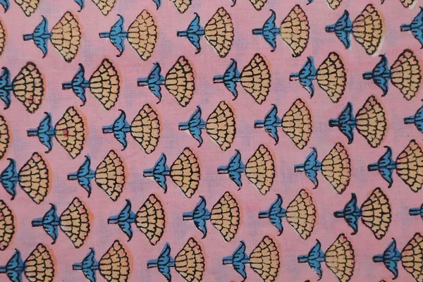 Pink_Cotton_Traditional_Floral_Hand_Block_Print_Unstiched_Material_For_Men's_Kurta_Shirts_&_Women's_Kurti_and_Other_Dress_Material