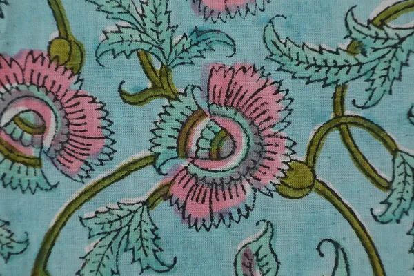 Blue_Cotton_Traditional_Floral_Hand_Block_Print_Unstiched_Material_For_Men's_Kurta_Shirts_&_Women's_Kurti_and_Other_Dress_Material