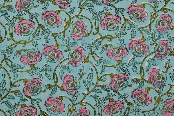 Blue_Cotton_Traditional_Floral_Hand_Block_Print_Unstiched_Material_For_Men's_Kurta_Shirts_&_Women's_Kurti_and_Other_Dress_Material