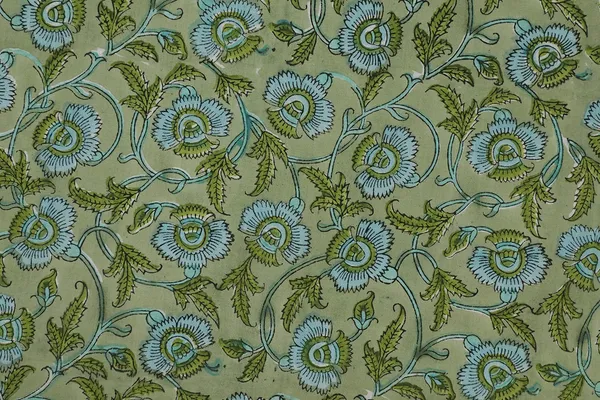 Green_Cotton_Traditional_Floral_Hand_Block_Print_Unstiched_Material_For_Men's_Kurta_Shirts_&_Women's_Kurti_and_Other_Dress_Material