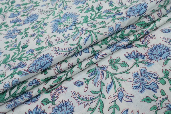 Blue_Cotton_Traditional_Floral_Hand_Block_Print_Unstiched_Material_For_Men's_Kurta_Shirts_&_Women's_Kurti_and_Other_Dress_Material