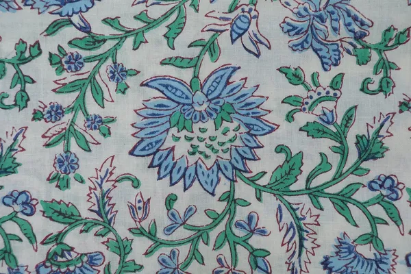 Blue_Cotton_Traditional_Floral_Hand_Block_Print_Unstiched_Material_For_Men's_Kurta_Shirts_&_Women's_Kurti_and_Other_Dress_Material
