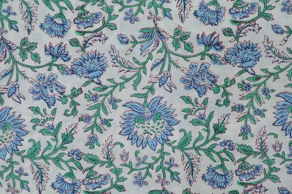 Blue_Cotton_Traditional_Floral_Hand_Block_Print_Unstiched_Material_For_Men's_Kurta_Shirts_&_Women's_Kurti_and_Other_Dress_Material