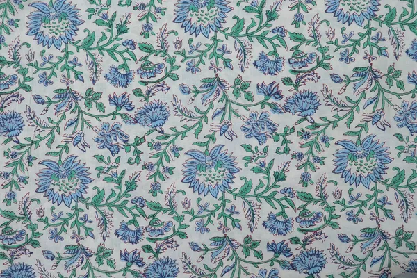 Blue_Cotton_Traditional_Floral_Hand_Block_Print_Unstiched_Material_For_Men's_Kurta_Shirts_&_Women's_Kurti_and_Other_Dress_Material