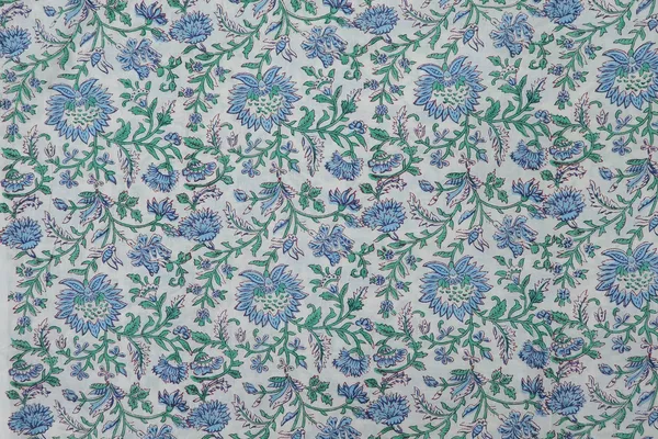 Blue_Cotton_Traditional_Floral_Hand_Block_Print_Unstiched_Material_For_Men's_Kurta_Shirts_&_Women's_Kurti_and_Other_Dress_Material
