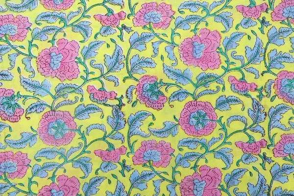 Yellow_Cotton_Traditional_Floral_Hand_Block_Print_Unstiched_Material_For_Men's_Kurta_Shirts_&_Women's_Kurti_and_Other_Dress_Material