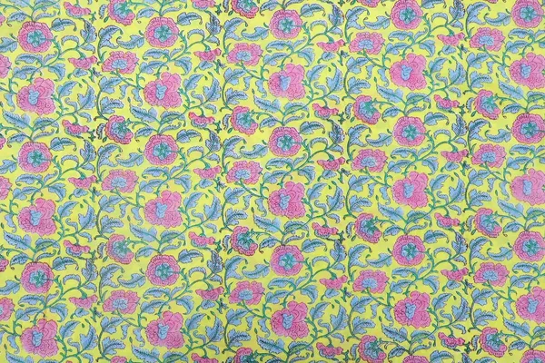Yellow_Cotton_Traditional_Floral_Hand_Block_Print_Unstiched_Material_For_Men's_Kurta_Shirts_&_Women's_Kurti_and_Other_Dress_Material