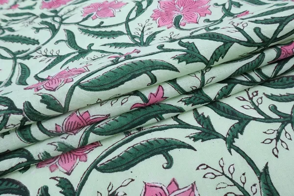 Pink_Cotton_Traditional_Floral_Hand_Block_Print_Unstiched_Material_For_Men's_Kurta_Shirts_&_Women's_Kurti_and_Other_Dress_Material
