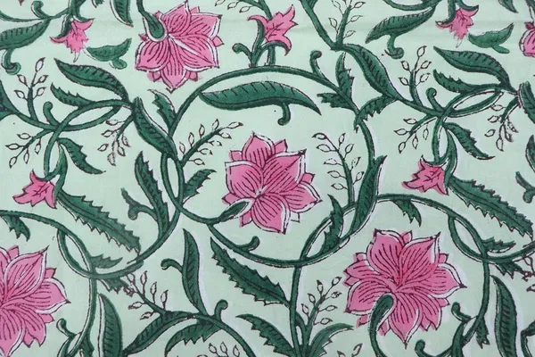 Pink_Cotton_Traditional_Floral_Hand_Block_Print_Unstiched_Material_For_Men's_Kurta_Shirts_&_Women's_Kurti_and_Other_Dress_Material