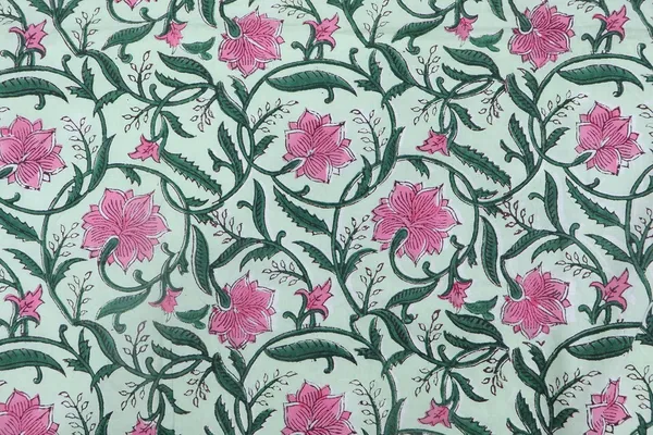Pink_Cotton_Traditional_Floral_Hand_Block_Print_Unstiched_Material_For_Men's_Kurta_Shirts_&_Women's_Kurti_and_Other_Dress_Material