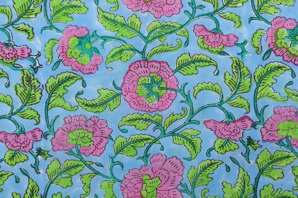 Blue_Cotton_Traditional_Floral_Hand_Block_Print_Unstiched_Material_For_Men's_Kurta_Shirts_&_Women's_Kurti_and_Other_Dress_Material