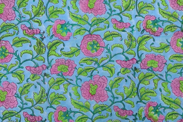 Blue_Cotton_Traditional_Floral_Hand_Block_Print_Unstiched_Material_For_Men's_Kurta_Shirts_&_Women's_Kurti_and_Other_Dress_Material