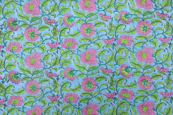 Blue_Cotton_Traditional_Floral_Hand_Block_Print_Unstiched_Material_For_Men's_Kurta_Shirts_&_Women's_Kurti_and_Other_Dress_Material