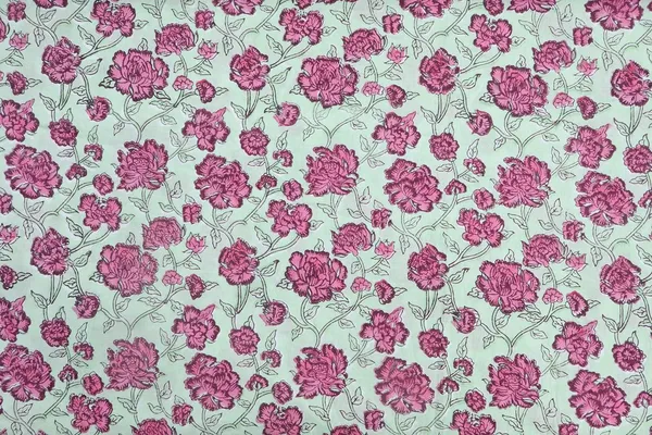 Pink_Cotton_Traditional_Floral_Hand_Block_Print_Unstiched_Material_For_Men's_Kurta_Shirts_&_Women's_Kurti_and_Other_Dress_Material