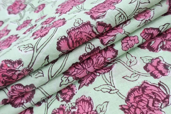 Pink_Cotton_Traditional_Floral_Hand_Block_Print_Unstiched_Material_For_Men's_Kurta_Shirts_&_Women's_Kurti_and_Other_Dress_Material
