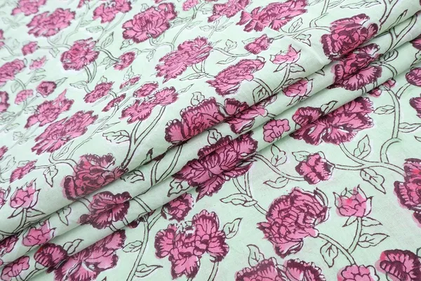Pink_Cotton_Traditional_Floral_Hand_Block_Print_Unstiched_Material_For_Men's_Kurta_Shirts_&_Women's_Kurti_and_Other_Dress_Material